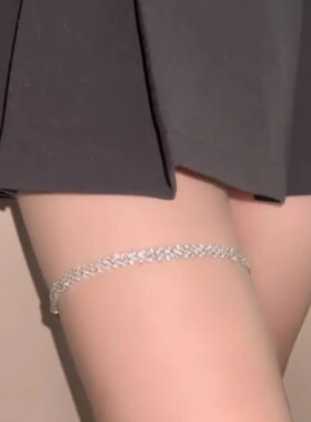 纯欲欧美性感满钻菱形腿链女腿饰辣妹街拍配饰百搭身体链腿环