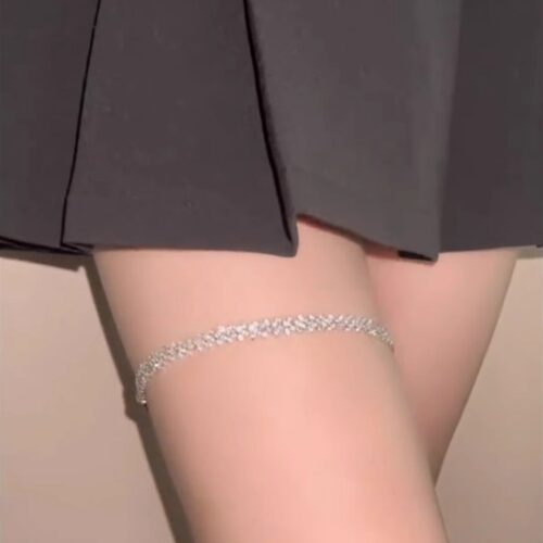 纯欲欧美性感满钻菱形腿链女腿饰辣妹街拍配饰百搭身体链腿环