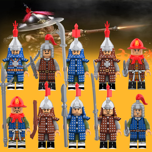 科睿中古KT1091大明神机营明朝士兵第三方骑兵拼装积木人仔玩具
