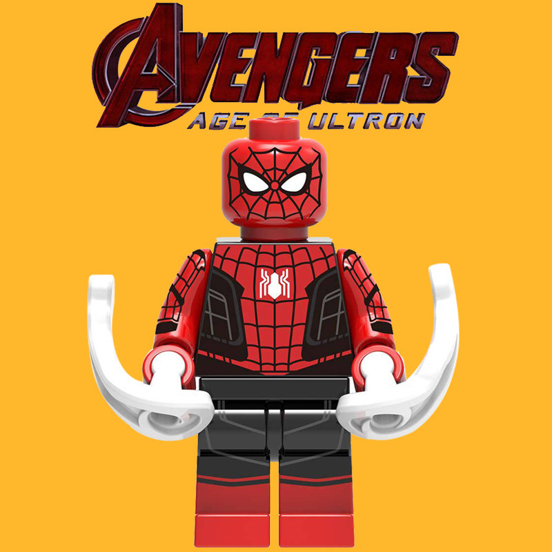 复仇者联盟4欣宏1192蜘蛛侠红黑战衣第三方儿童拼装模型益智玩具