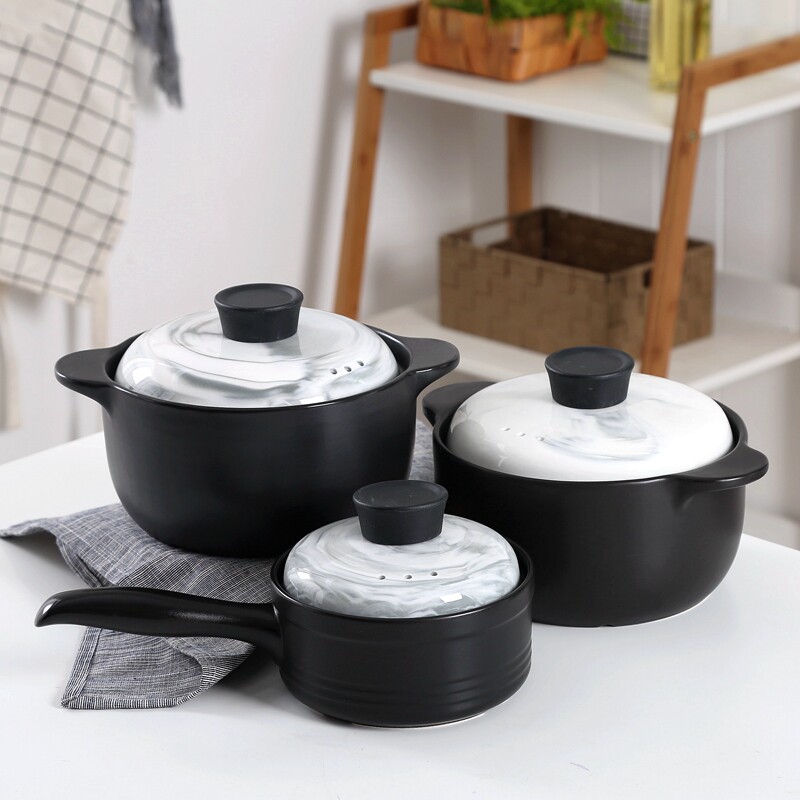 包邮创意大理石纹厨房餐馆明火砂锅炖锅家用燃气耐高温陶瓷煲汤锅