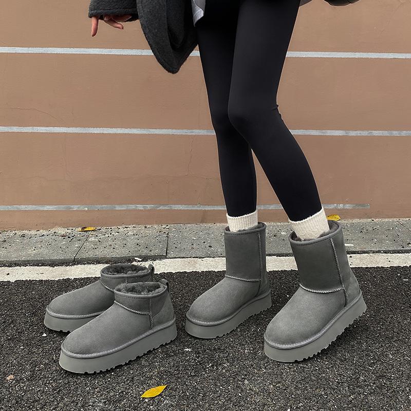 自留版灰色厚底雪地靴