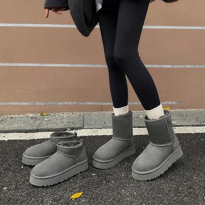 自留版灰色厚底雪地靴