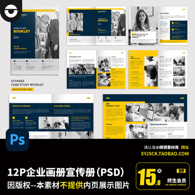 12P大气灰黄色系企业画册宣传册手册PSD文件PS设计模版