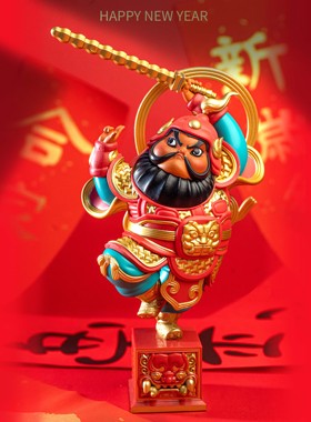 国风招财门神摆件尉迟恭秦琼一对纯手工送男朋友生日礼物高档小众
