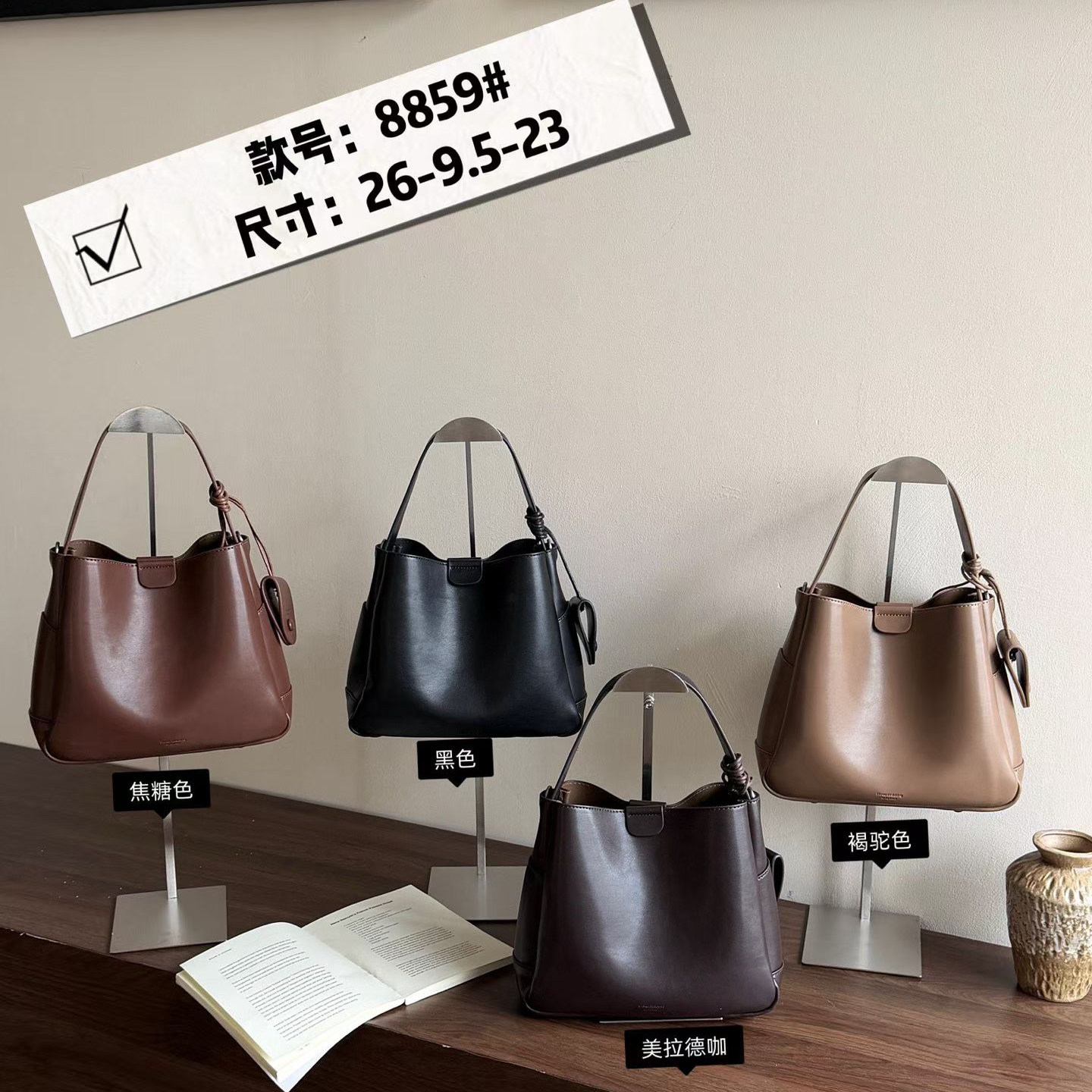 2025高品质油蜡皮时尚百搭简约手提水桶包质感单肩斜挎包