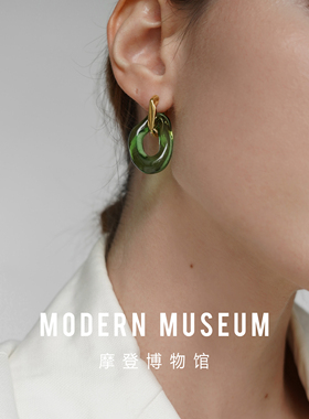 MODERNMUSEUM  琉璃系列耳环女原创设计师款铜镀金气质款金色耳饰