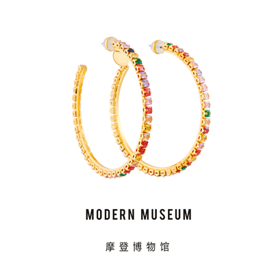 MODERN MUSEUM摩登博物馆炫彩系列-奥地利水晶方形钻大耳圈