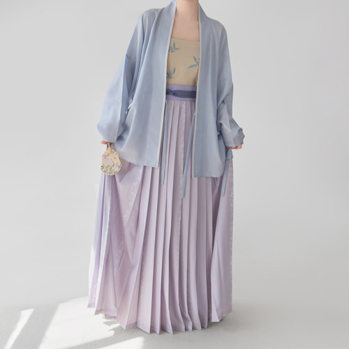 清新文艺日常宋制汉服百迭裙