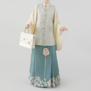 【观止织造|玉茗】明制汉服方领比甲立领竖领袄定织提花传统日常