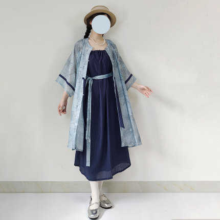 【观止织造｜湖烟】明制汉服圆领对襟衫混搭吊带裙印花文艺风日常