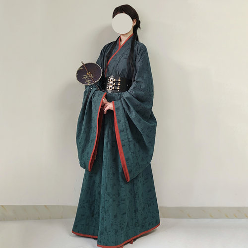 【观止织造｜修竹】汉服深衣腰封提花棉交领男女传统日常文艺风春