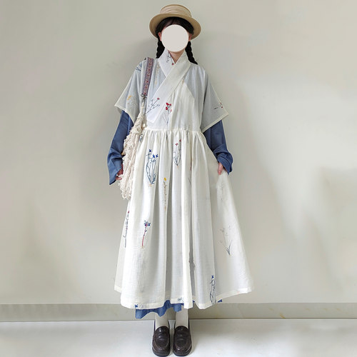 【观止织造｜森树贴里】明制汉服半袖搭护罩裙满绣天丝日常风森系