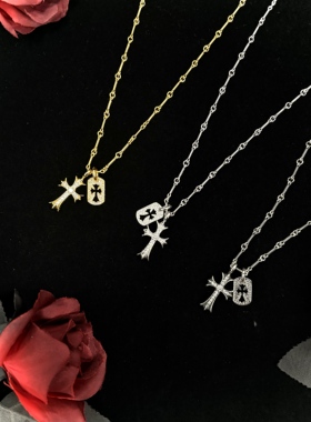 十字军牌系列吊坠百搭锁骨毛衣链