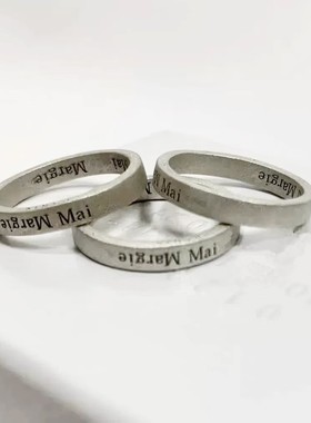 做旧颠倒字母戒指男女士个性小众指环窄边刻印对戒
