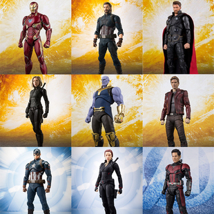 漫威复仇者钢铁侠蜘蛛侠英雄无归美国队长黑寡妇鹰眼灭霸手办模型