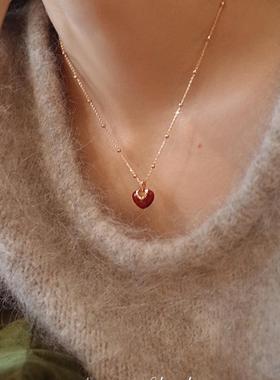 AMO红磨坊红色爱心项链女春夏高级感甜美轻奢小众锁骨链礼物