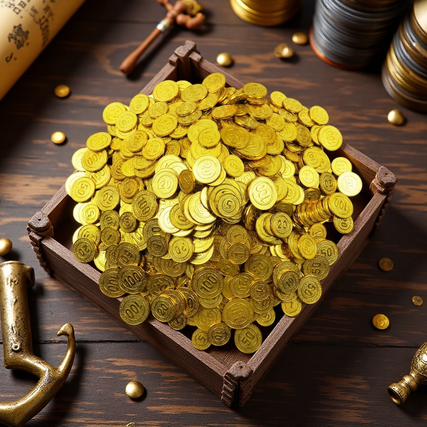 儿童奖励玩具海盗寻宝藏塑料金币假银币钱币游戏筹码抽奖活动道具