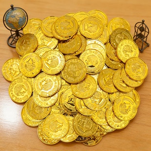 海盗金币道具奖励游戏假硬币塑料筹码仿真宝藏儿童玩具财宝彩色币