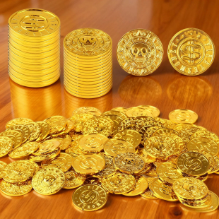 儿童海盗金币玩具寻宝藏假硬钱币塑料银币古铜币游戏奖励抽奖筹码