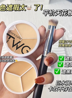 TWG清透三色遮瑕膏遮盖斑点痘痘暗沉泪沟多色修容粉底膏26年7月