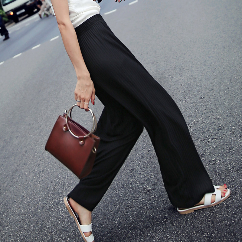 韩都衣舍2020夏装新款女纯色宽松薄款阔腿裤长裤休闲裤WPHO7587魭