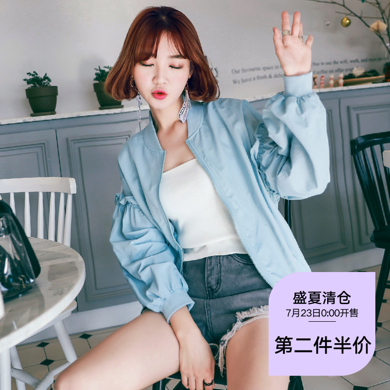 韩都衣舍2018韩版女装夏新款宽松百搭bf薄短外套EQ9566婋
