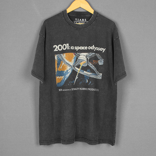 2001太空漫游复古水洗落肩短袖