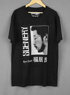 福居良Ryo Fukui Scenery钢琴爵士纯棉水洗美式休闲人物短袖T恤