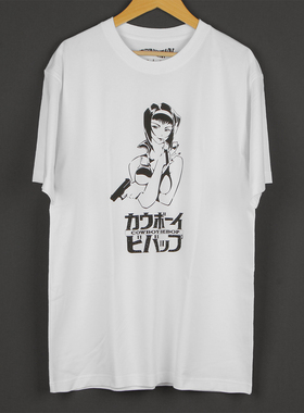 星际牛仔CowboyBebop Faye菲瓦伦坦纯棉休闲圆领白色动漫短袖T恤