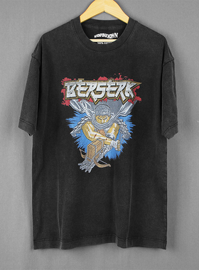 剑风传奇烙印战士Berserk短袖动漫休闲圆领纯棉T恤水洗男T-Shirt