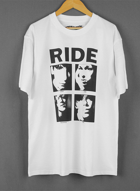 Ride短袖欧美自赏摇滚乐队纯棉舒适透气夏季正肩白色男女T-Shirt
