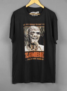 生人回避Zombi短袖Lucio Fulci经典恐怖电影复古水洗做旧短袖男女