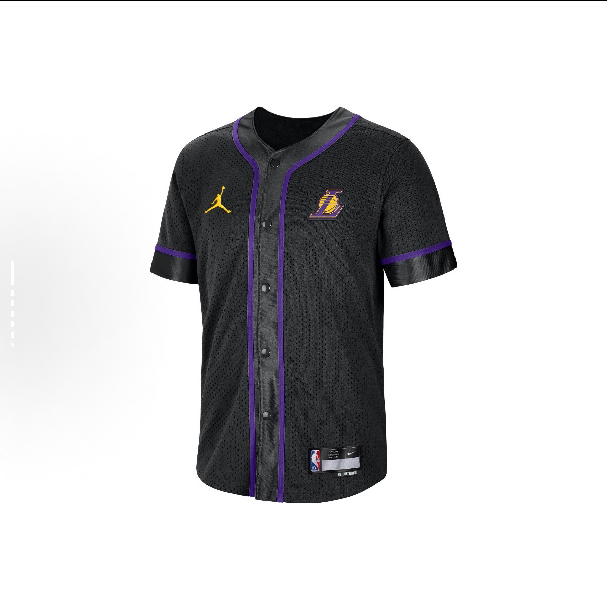 Jordan 湖人队棒球衫 洛杉矶刺绣网眼嘻哈棒球服DR2407-010