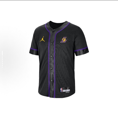 Jordan 湖人队棒球衫 洛杉矶刺绣网眼嘻哈棒球服DR2407-010