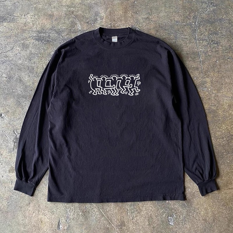 不谈钱只谈元 300g重磅好物 美式古着感潮流百搭情侣长袖纯棉T恤