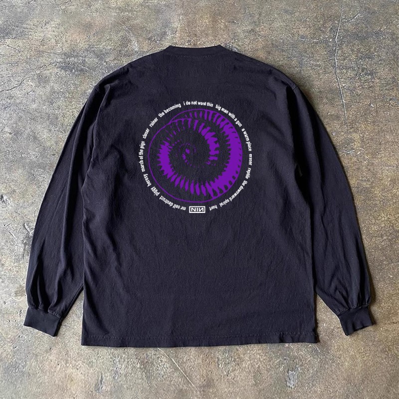 不谈钱只谈元 300g重磅纯棉 长袖T恤美式复古潮牌ins重磅打底衫