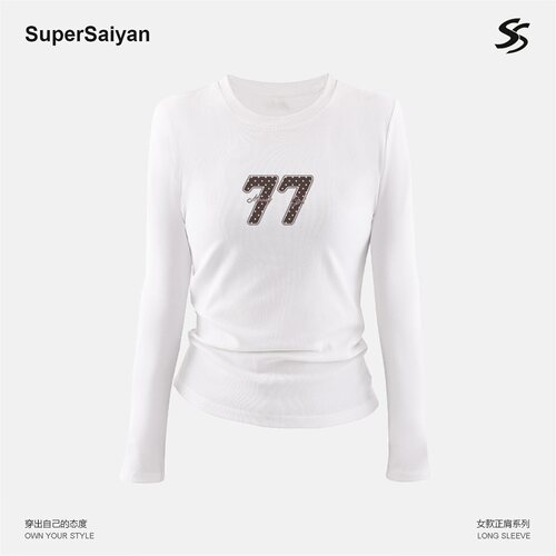SuperSaiyan女款正肩77长袖T恤