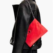 尾BIMBA 芭比粉单肩 外贸 LOLA西班牙红色女包信封链条方形腋下包