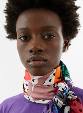 BIMBA YLOLA 春夏可爱斑点动物图案繁花造型潮流印花大方巾裹身裙