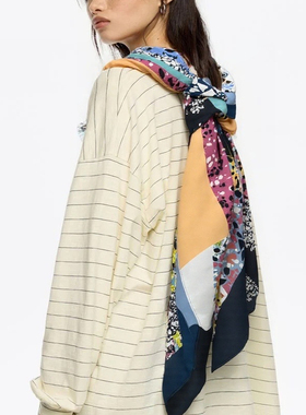 BIMBA YLOLA 春夏可爱动物图案几何抽象潮流图案印花大方巾丝巾画