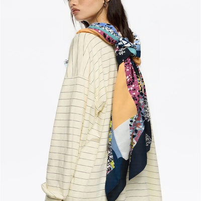 BIMBA YLOLA 春夏可爱动物图案几何抽象潮流图案印花大方巾丝巾画