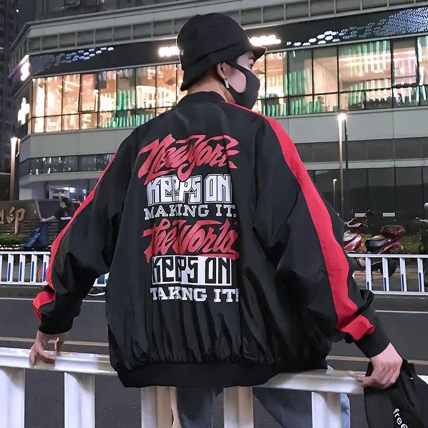 秋冬新款潮欧美街拍男宽松版情侣夜景外套印花JK9905-P90,男装夹克,电商A128