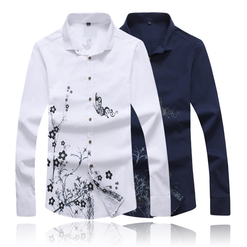 秋冬外贸长袖 平铺大码M-5XL 修身弹力男衬衫外套活动款  C09-P25图片