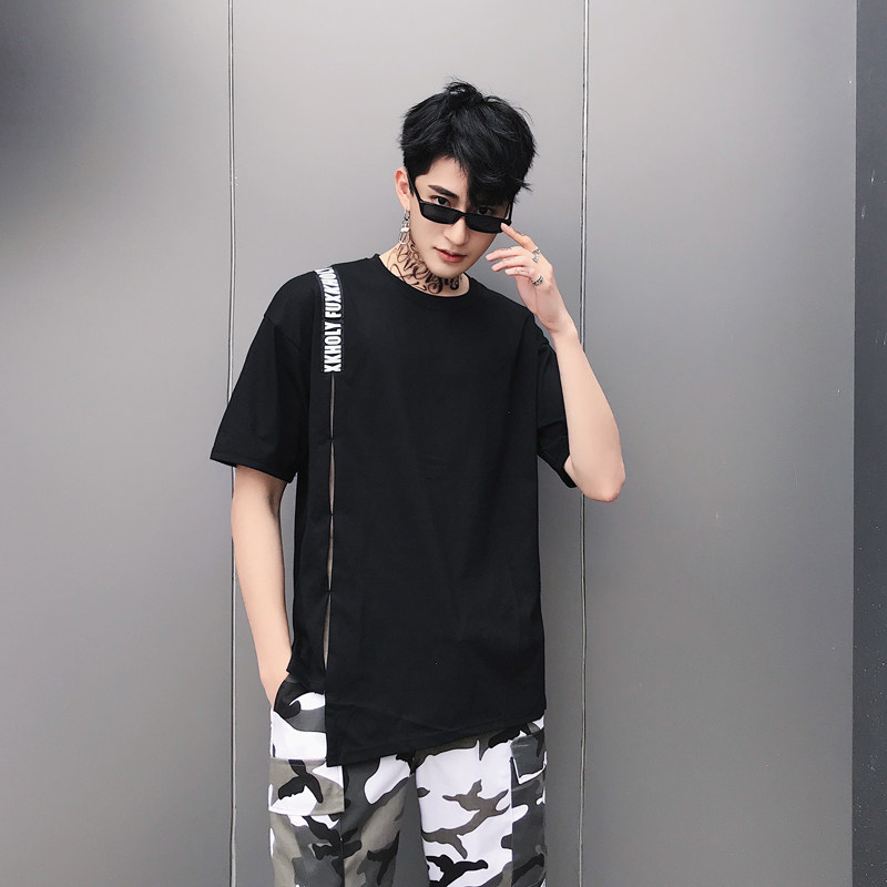 潮复古短袖T恤男潮贴布青少年美式纯棉大码男木板风T913-P35,男装T恤,电商A128