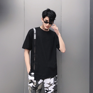 潮复古短袖T恤男潮贴布青少年美式纯棉大码男木板风T913-P35图片