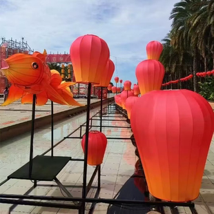 孔明灯笼天幕孔庙会灯笼灯光节水上灯会游乐园商场古风装挂饰灯笼