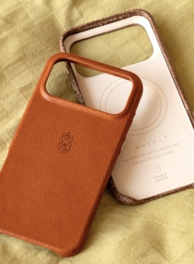 物致WUZHI®植鞣真皮iPhone17ProMax手机壳适用于苹果Plus复古iPhone16 15ProMax意大利magsafe磁吸