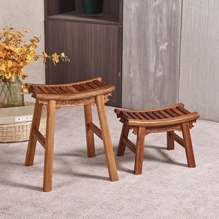 南美花梨原木烫蜡工艺弯面换鞋纳凉马鞍凳实木居家实用家用元宝凳