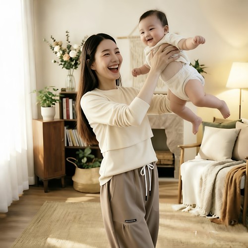 孕妇产后双面磨毛加厚圆领哺乳衣月子服上衣喂奶衣睡衣家居服